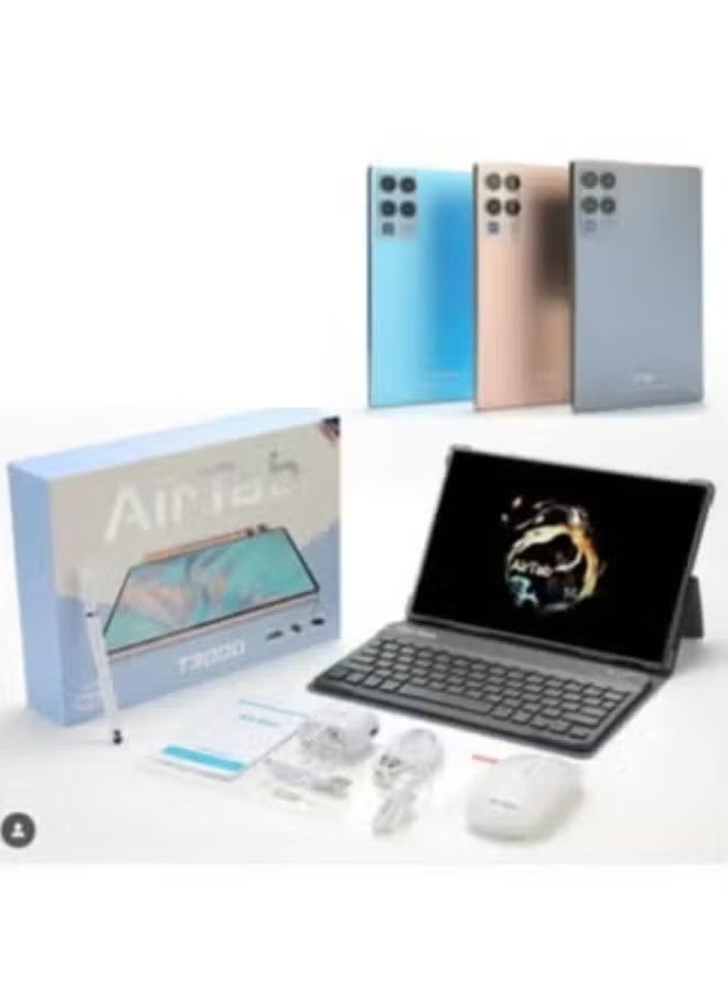 AIR TAB تابلت T3000 بحجم 10.1 بوصة 5G أندرويد 15، 16 جيجابايت رام، 1 تيرابايت تخزين، شاشة FHD مدمجة، بطارية 10000 مللي أمبير، كاميرا 13 ميجابكسل + 30 ميجابكسل، قلم، لوحة مفاتيح وفأرة – تابلت للألعاب والدراسة والمكتب - Image 1